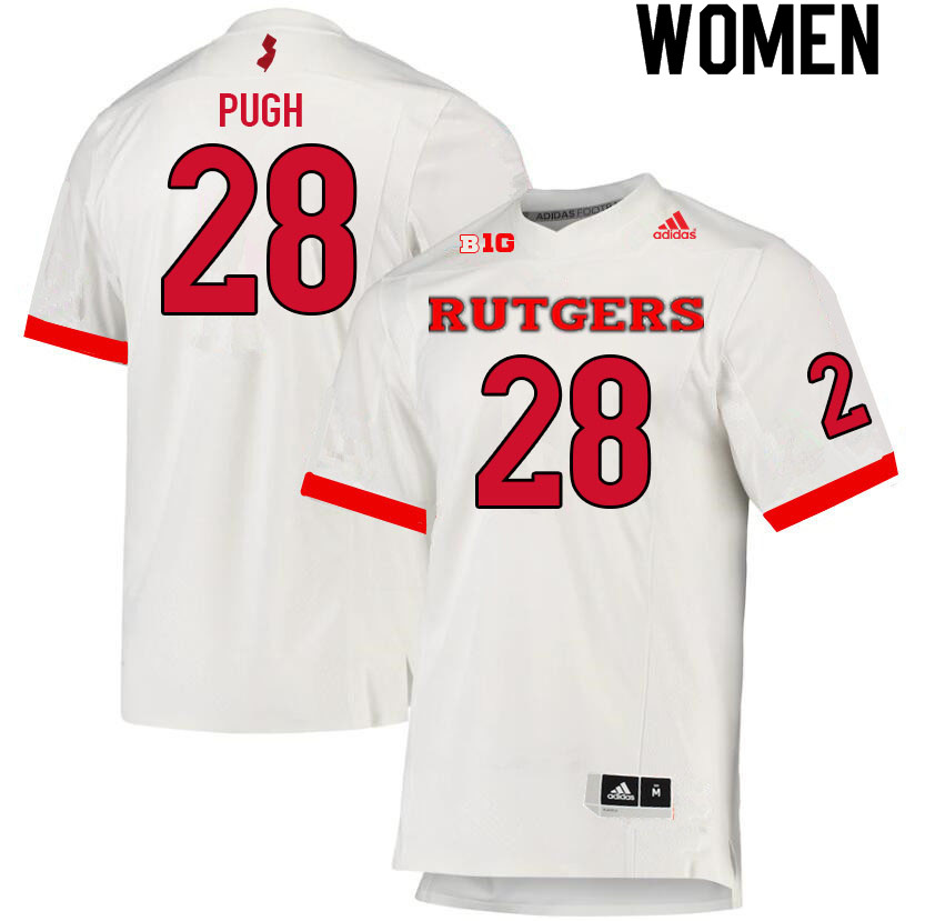 Women #28 Aslan Pugh Rutgers Scarlet Knights College Football Jerseys Sale-White
